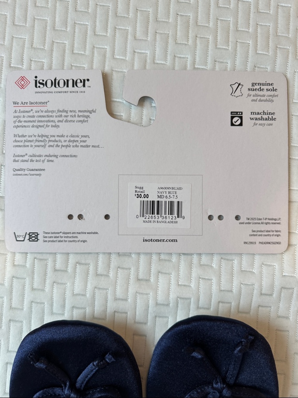 isotoner Navy Satin Ballerina Slippers - Picture 6 of 10